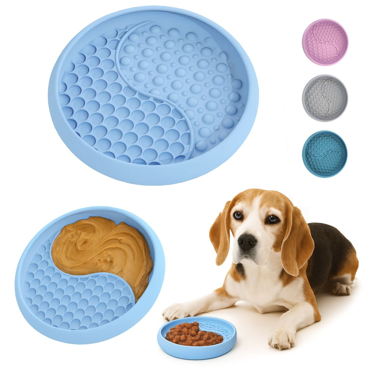 Beagle with YAMI blue bowl